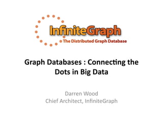 Graph	
  Databases	
  :	
  Connec1ng	
  the	
  
           Dots	
  in	
  Big	
  Data	
  

                   Darren	
  Wood	
  
        Chief	
  Architect,	
  InﬁniteGraph	
  
 