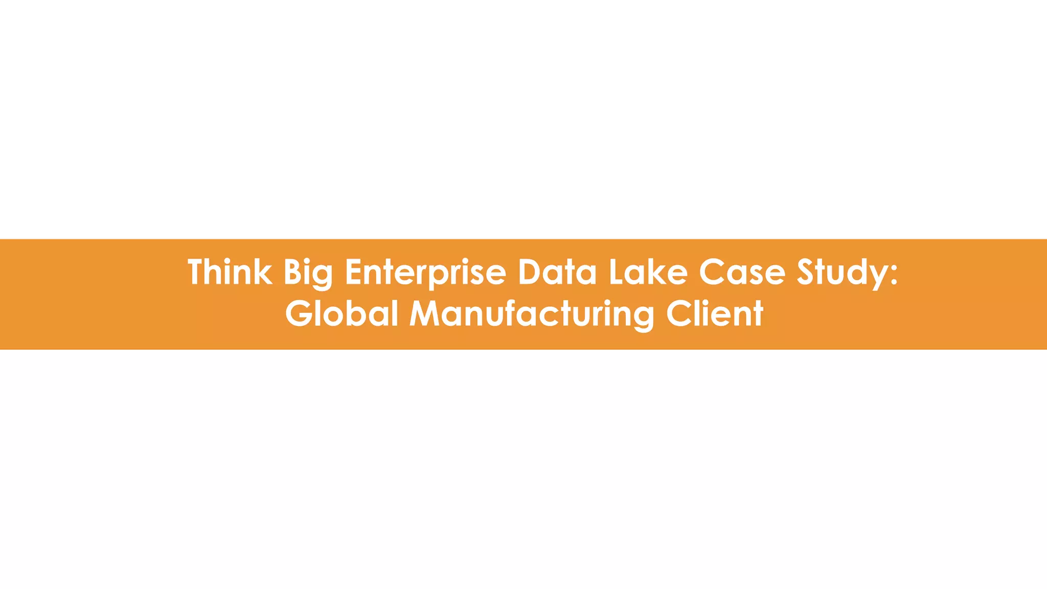 Think Big Enterprise Data Lake Case Study:
Global Manufacturing Client
 