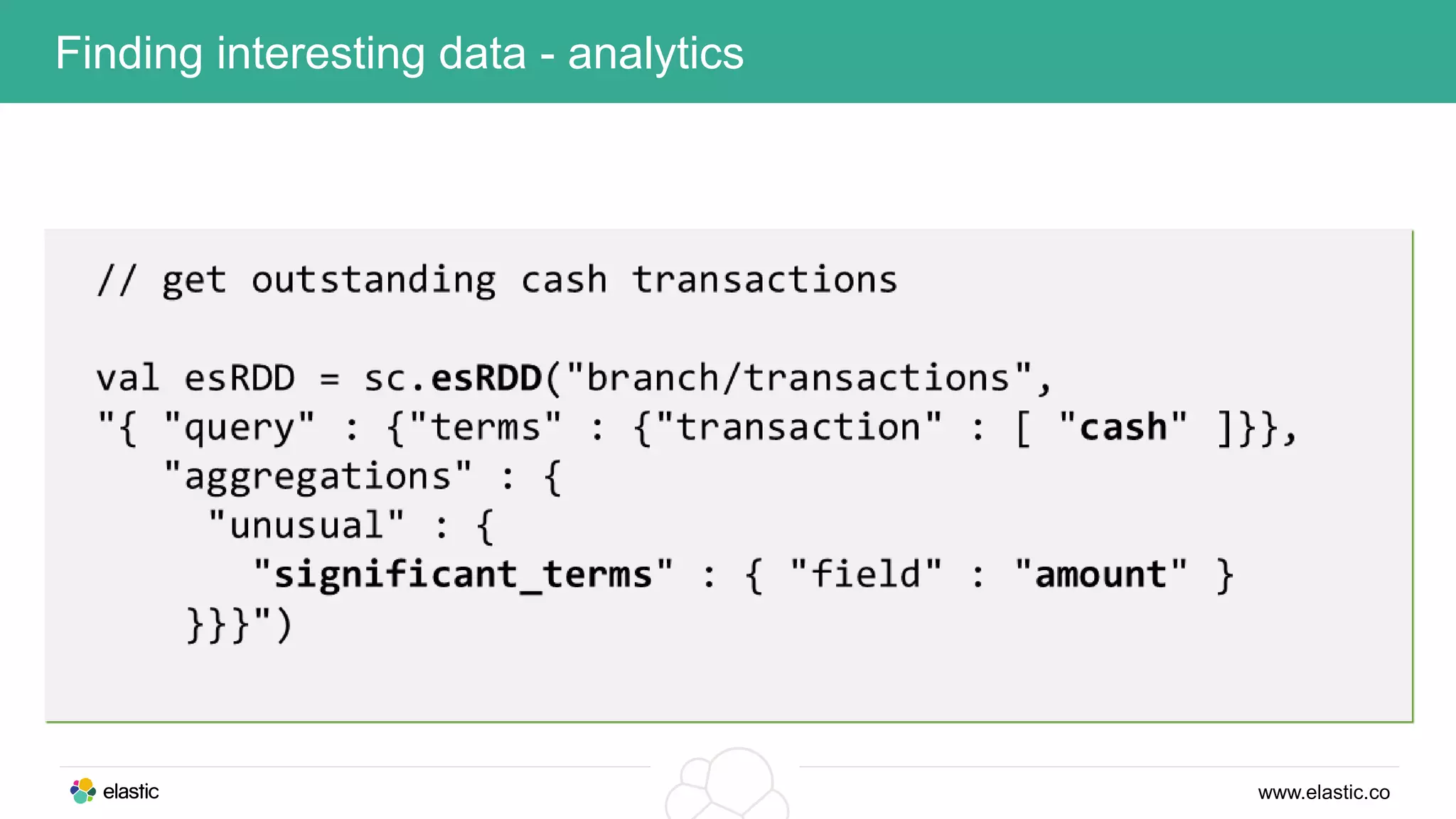 www.elastic.co
Finding interesting data - analytics
 