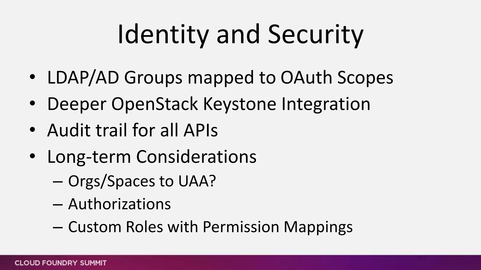 • Sample v2 Service Broker (Github repo aaS)
• Database cleanup tool for deleted brokers
• Migration path for v1->v2 brokers
• Service Dashboard SSO
• Service Usage Events
• Blob Service (s3 compatible RiakCS)
Services 2014 Review
 