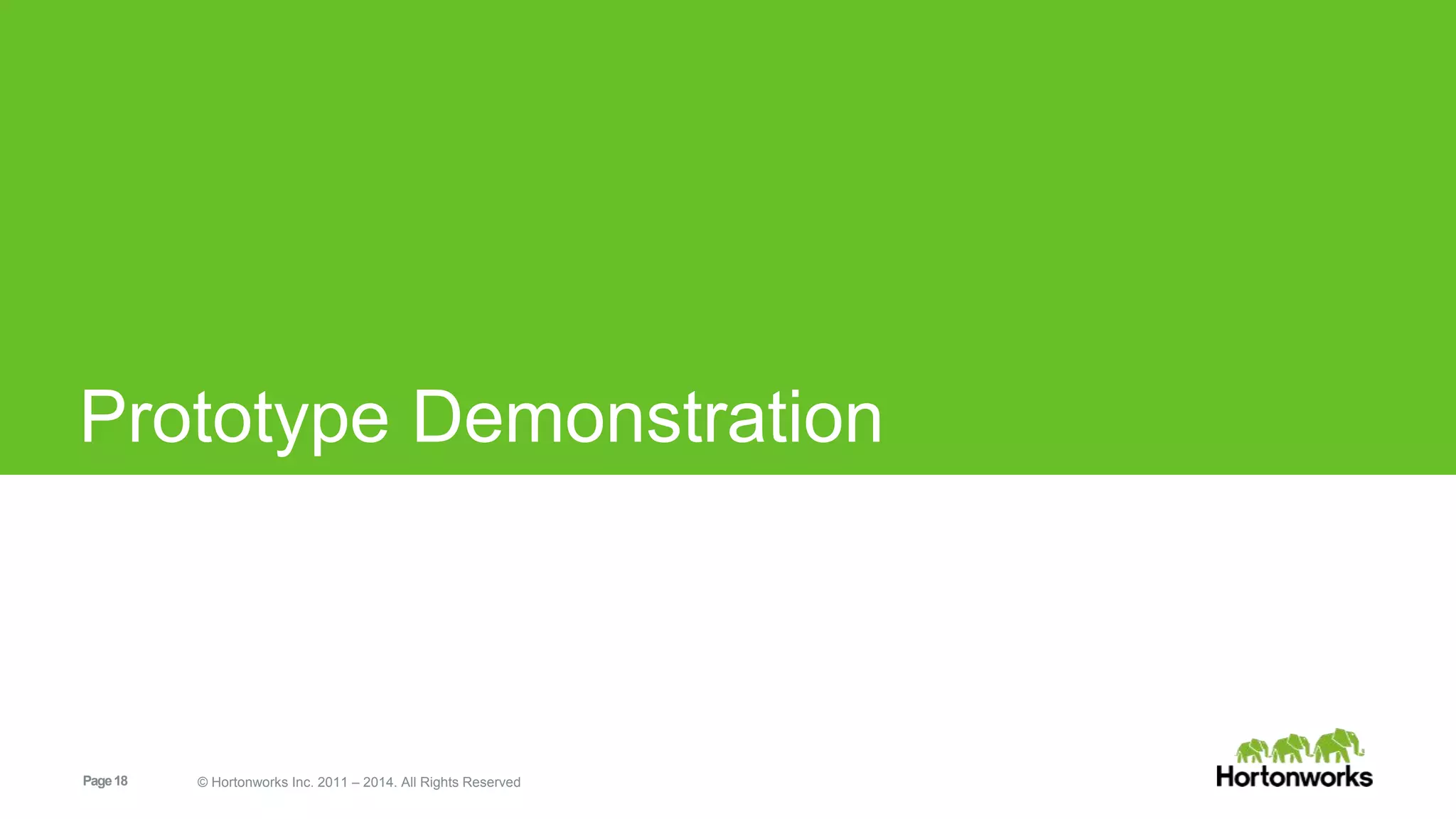 Page18 © Hortonworks Inc. 2011 – 2014. All Rights Reserved
Prototype Demonstration
 
