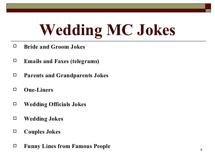 Wedding MC Joke Collection