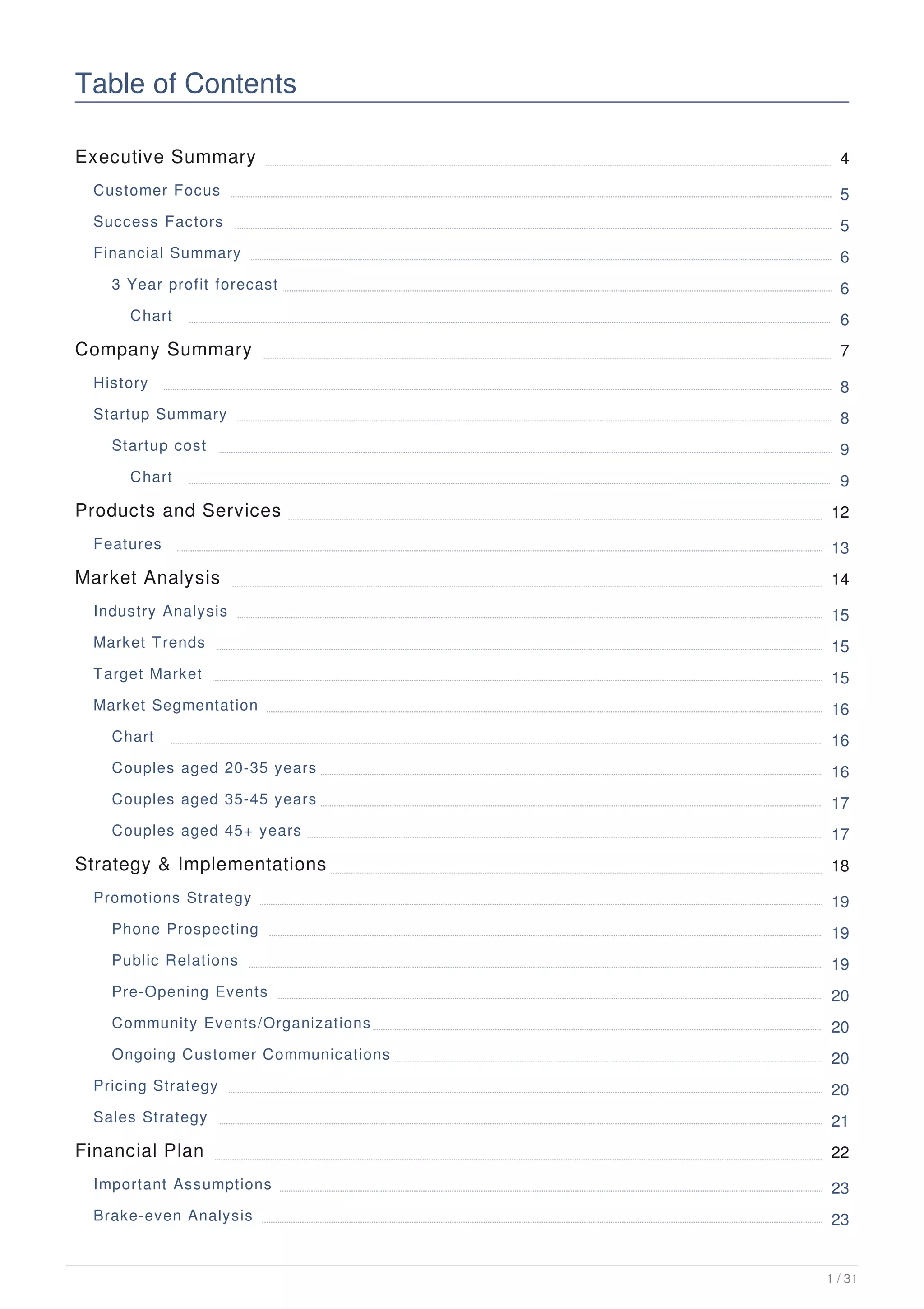 Wedding venue business plan example | PDF
