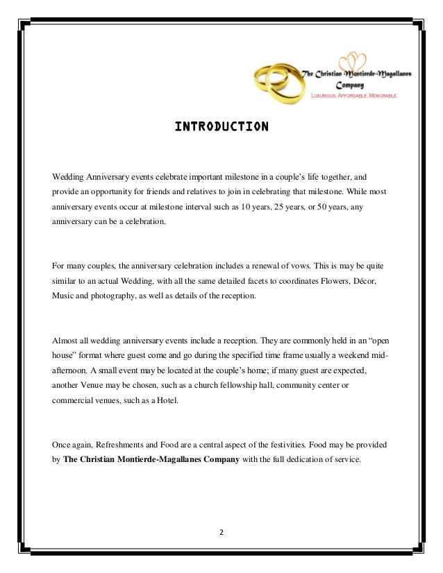 An Event Proposal: Wedding Anniversary Proposal
