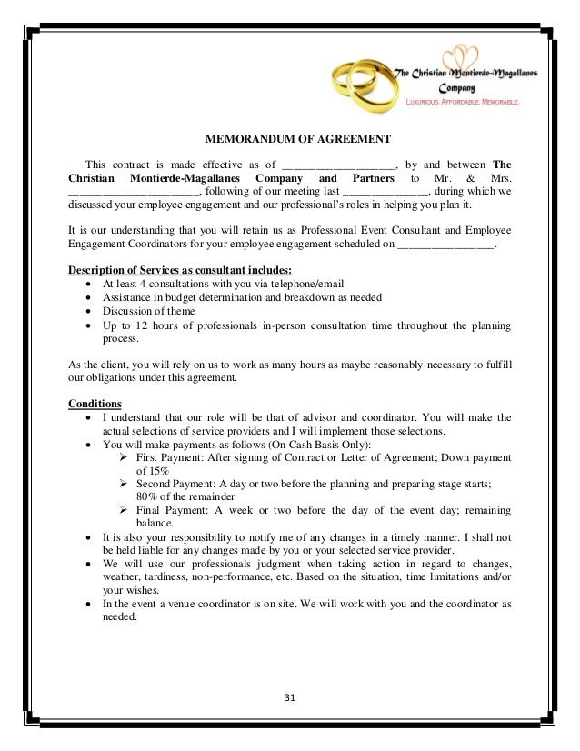 Image Result For Wedding Event Agreement