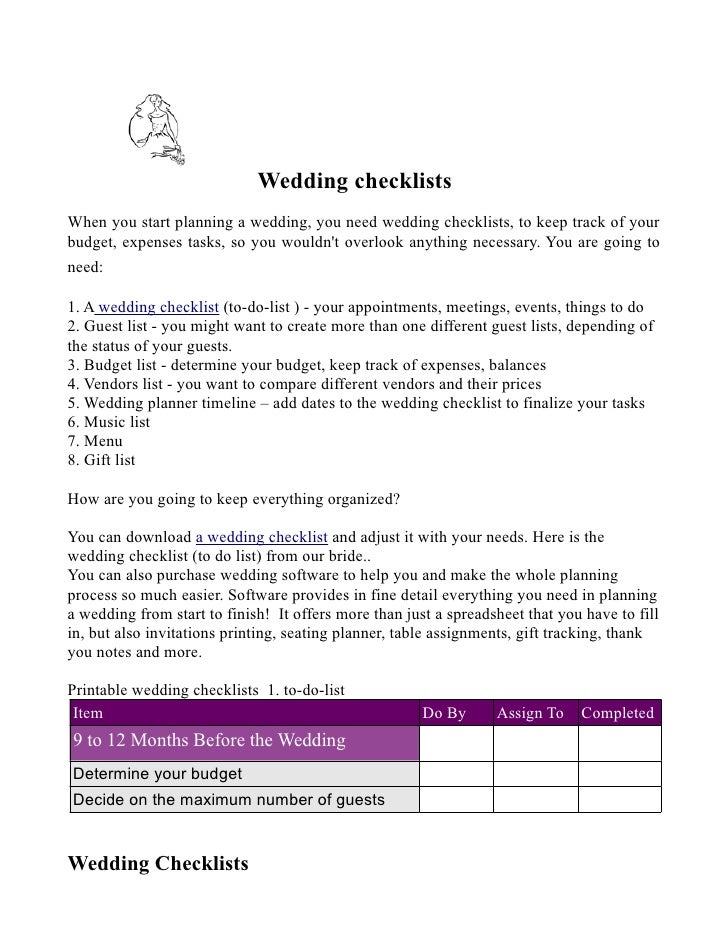 wedding checklists
