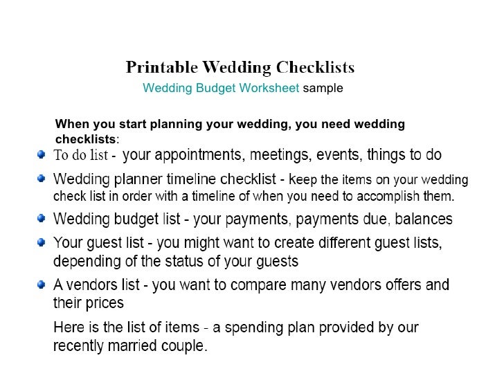 wedding checklists 2 budget