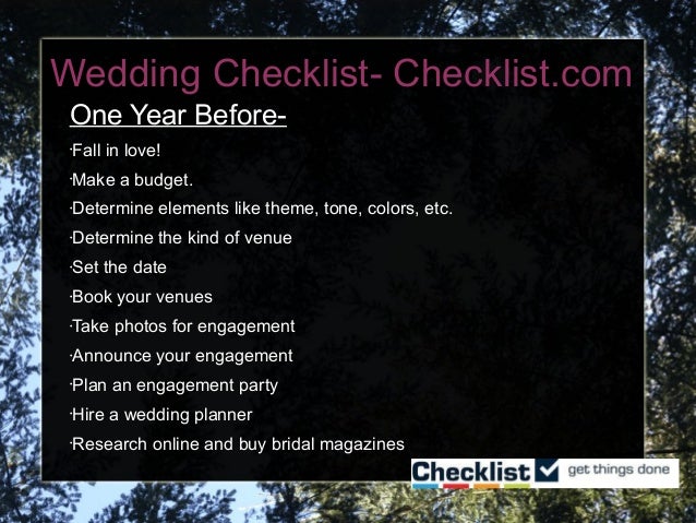 wedding checklist slideshare