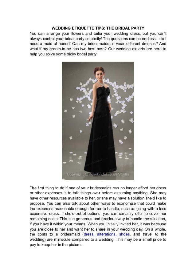 Wedding etiquette tips the bridal party