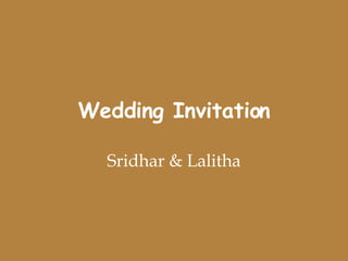 Wedding Invitation Sridhar & Lalitha 