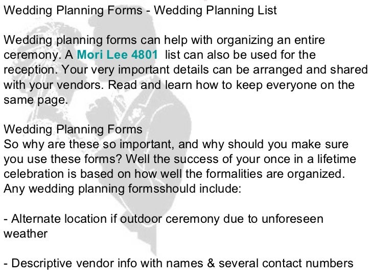 wedding planning forms wedding planning list