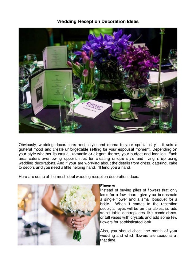 Wedding Reception Decoration Ideas