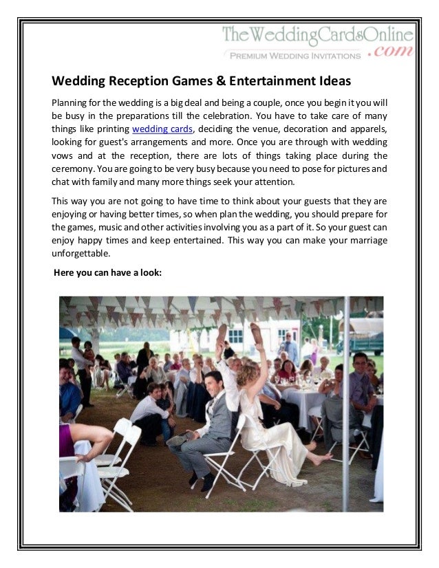 Wedding Reception Games Amp Entertainment Ideas 1