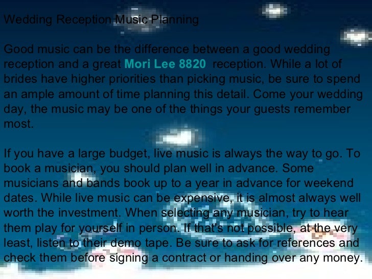 Wedding Reception Music Planning