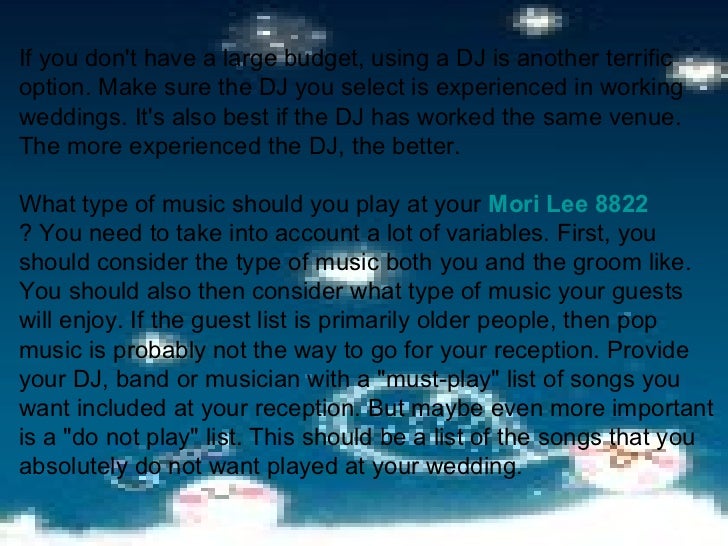 Wedding Reception Music Planning