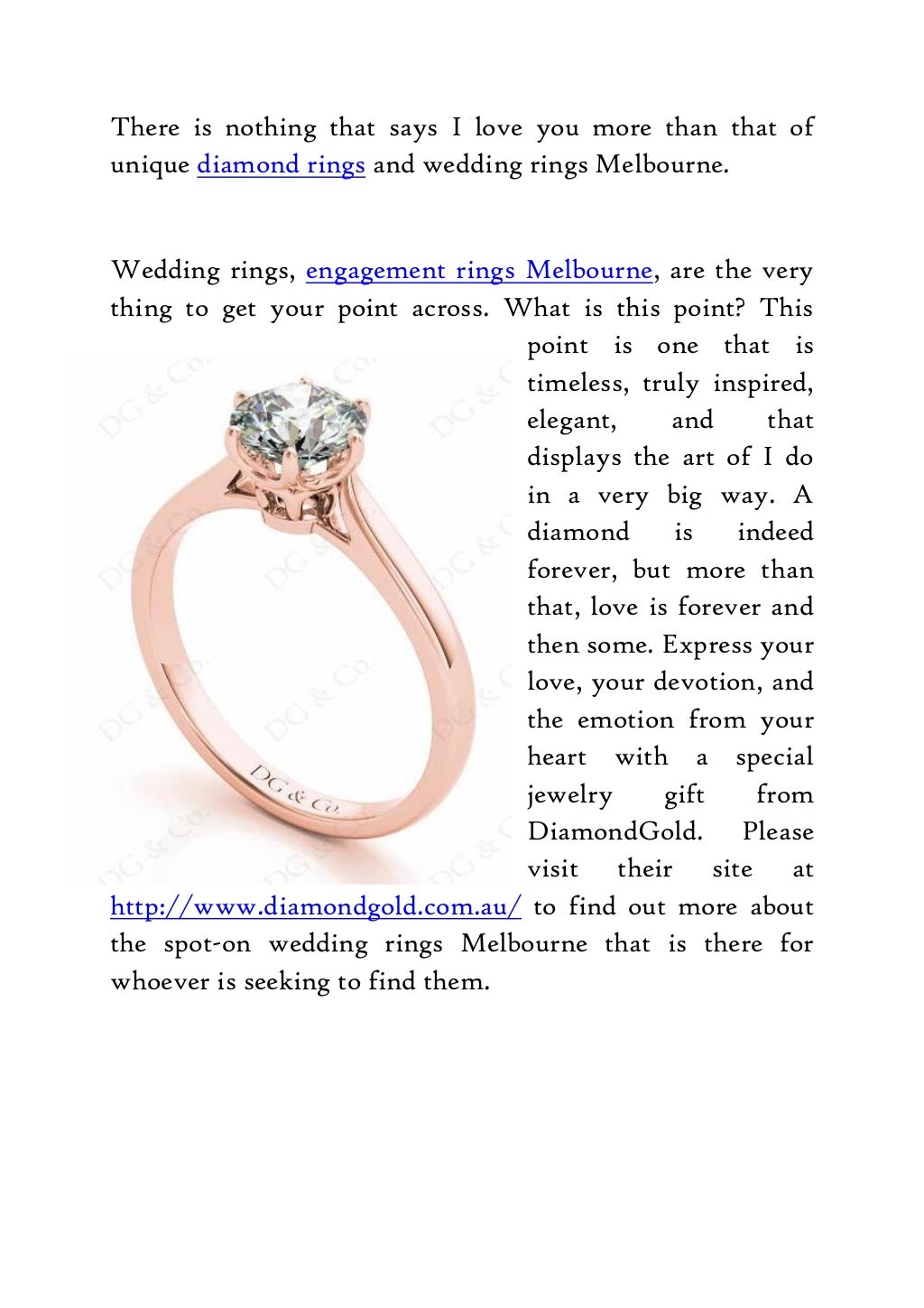 Wedding Rings melbourne DG & Co