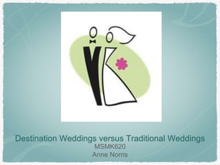 Destination Weddings versus Traditional Weddings
MSMK620
Anne Norris
 