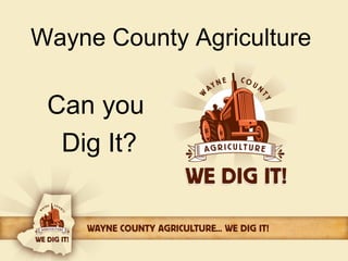 Wayne County Agriculture 
Can you 
Dig It? 
 