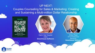 UP NEXT:
Couples Counseling for Sales & Marketing: Creating
and Sustaining a Multi-million Dollar Relationship
Ankur Passi
Carin Van Vuuren
 