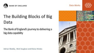 Data Works
Adrian Waddy , Nick Vaughan and Eloise Hindes
The Building Blocks of Big
Data
TheBankofEngland'sjourneytodeliveringa
bigdatacapability
 