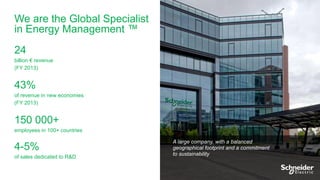 © 2013 Cisco and/or its affiliates. All rights reserved. 5 
We are the Global Specialist 
in Energy Management ™ 
24 
billion € revenue 
(FY 2013) 
43% 
of revenue in new economies 
(FY 2013) 
150 000+ 
employees in 100+ countries 
4-5% 
of sales dedicated to R&D 
A large company, with a balanced 
geographical footprint and a commitment 
to sustainability 
 