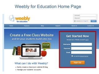Weebly for Education Home Page
 