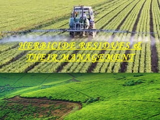 HERBICIDE RESIDUES & 
THEIR MANAGEMENT 
 