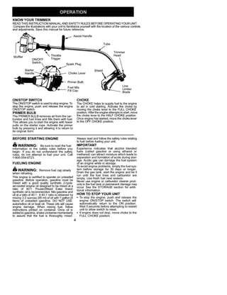 Weed Eater Trimmer User Manual | PDF