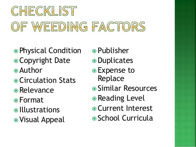 ncompass live weeding your library collection weeding checklist