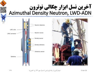 ‫نوترون‬ ‫چگالی‬ ‫ابزار‬ ‫نسل‬ ‫آخرین‬
Azimuthal Density Neutron, LWD-ADN
2-Jan-16‫چاه‬ ‫از‬ ‫نمودارگیری‬(‫ششم‬ ‫ویرایش‬)‫مهر‬ ،94‫ح‬ ،.‫اعلمی‬‫نیا‬167
 