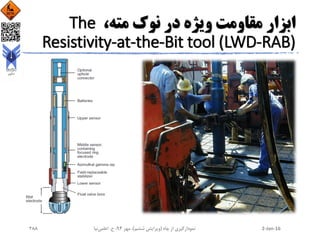 ،‫مته‬ ‫نوک‬ ‫در‬ ‫ویژه‬ ‫مقاومت‬ ‫ابزار‬The
Resistivity-at-the-Bit tool (LWD-RAB)
2-Jan-16‫چاه‬ ‫از‬ ‫نمودارگیری‬(‫ششم‬ ‫ویرایش‬)‫مهر‬ ،94‫ح‬ ،.‫اعلمی‬‫نیا‬288
 