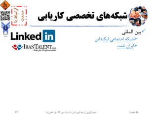 ‫شبکه‬‫کاری‬ ‫تخصصی‬ ‫های‬‫ابی‬
‫المللی‬ ‫بین‬
‫لیکنداین‬ ‫اجتماعی‬ ‫شبکه‬
‫تلنت‬ ‫ایران‬
2-Jan-16‫چاه‬ ‫از‬ ‫نمودارگیری‬(‫ششم‬ ‫ویرایش‬)‫مهر‬ ،94‫ح‬ ،.‫اعلمی‬‫نیا‬33
 