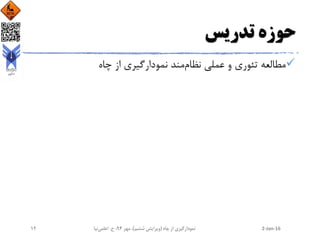 ‫تدریس‬ ‫حوزه‬
‫نظام‬ ‫عملی‬ ‫و‬ ‫تئوری‬ ‫مطالعه‬‫چاه‬ ‫از‬ ‫نمودارگیری‬ ‫مند‬
2-Jan-16‫چاه‬ ‫از‬ ‫نمودارگیری‬(‫ششم‬ ‫ویرایش‬)‫مهر‬ ،94‫ح‬ ،.‫اعلمی‬‫نیا‬12
 