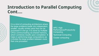 Applications of Parallel and Distributed Computing Cont.… | PPTX