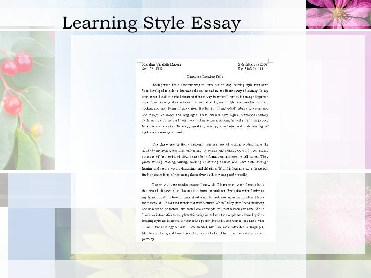 Week Learning Style Learning Style Essay Custom Assignments also Essays On High School Conscience Essay