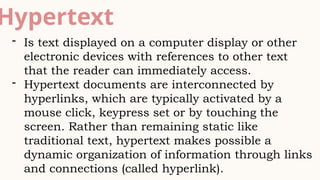 Hypertext in Reading and Writing: A New Way to Explore and Create | PPTX