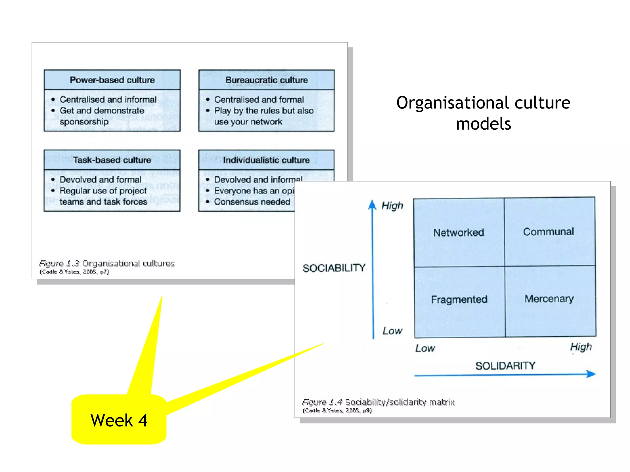 Organisational culture
                models




Week 4
 