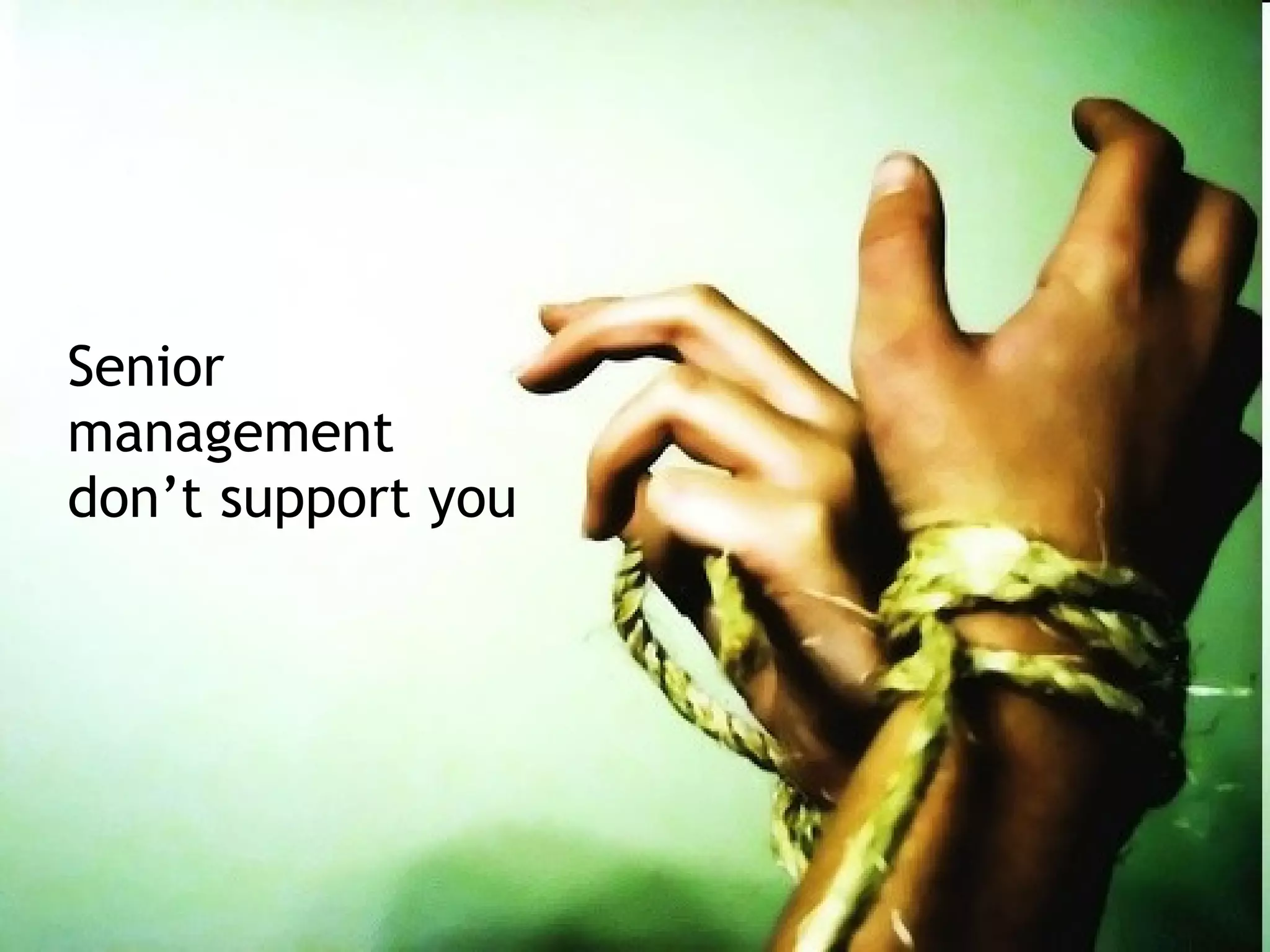 Senior
management
don’t support you
 