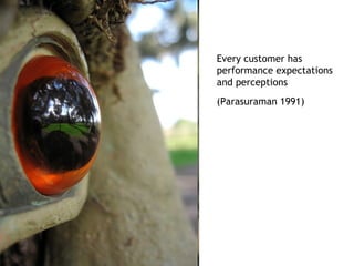 Every customer has
performance expectations
and perceptions
(Parasuraman 1991)
 