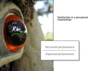 Satisfaction is a perceptual
        relationship!




Perceived performance
 Perceived performance

Expected performance
 Expected performance
 
