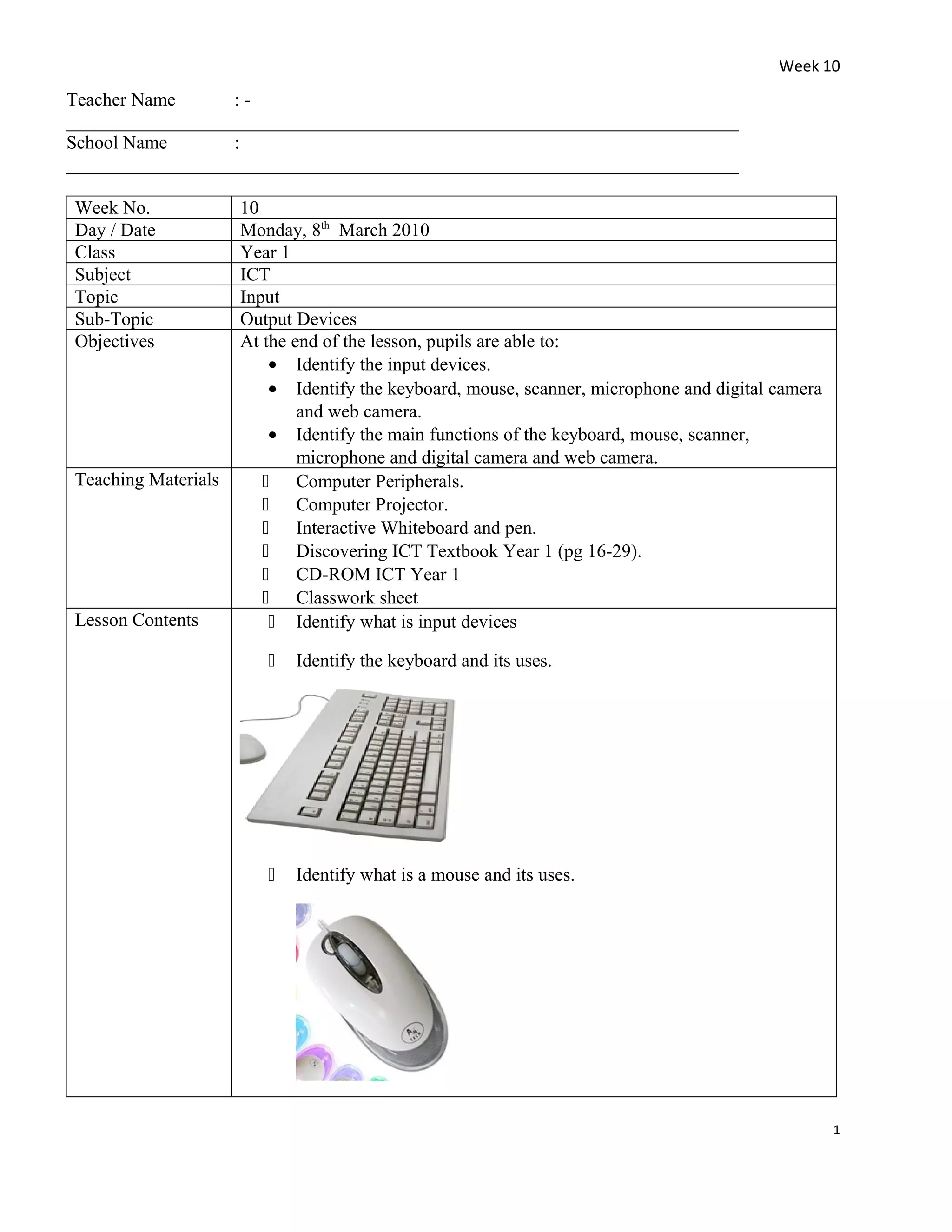 Week 10-input devices | PDF