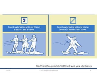 Fall 2017 CS 891 - Web Archiving Seminar 48
http://mentalfloss.com/article/61309/handy-guide-using-oxford-comma
 