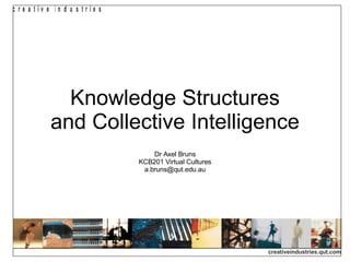 Knowledge Structures and Collective Intelligence Dr Axel Bruns KCB201 Virtual Cultures [email_address] 