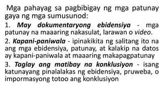 Mga Pahayag sa Pagbibigay ng mga Patunay | PPT