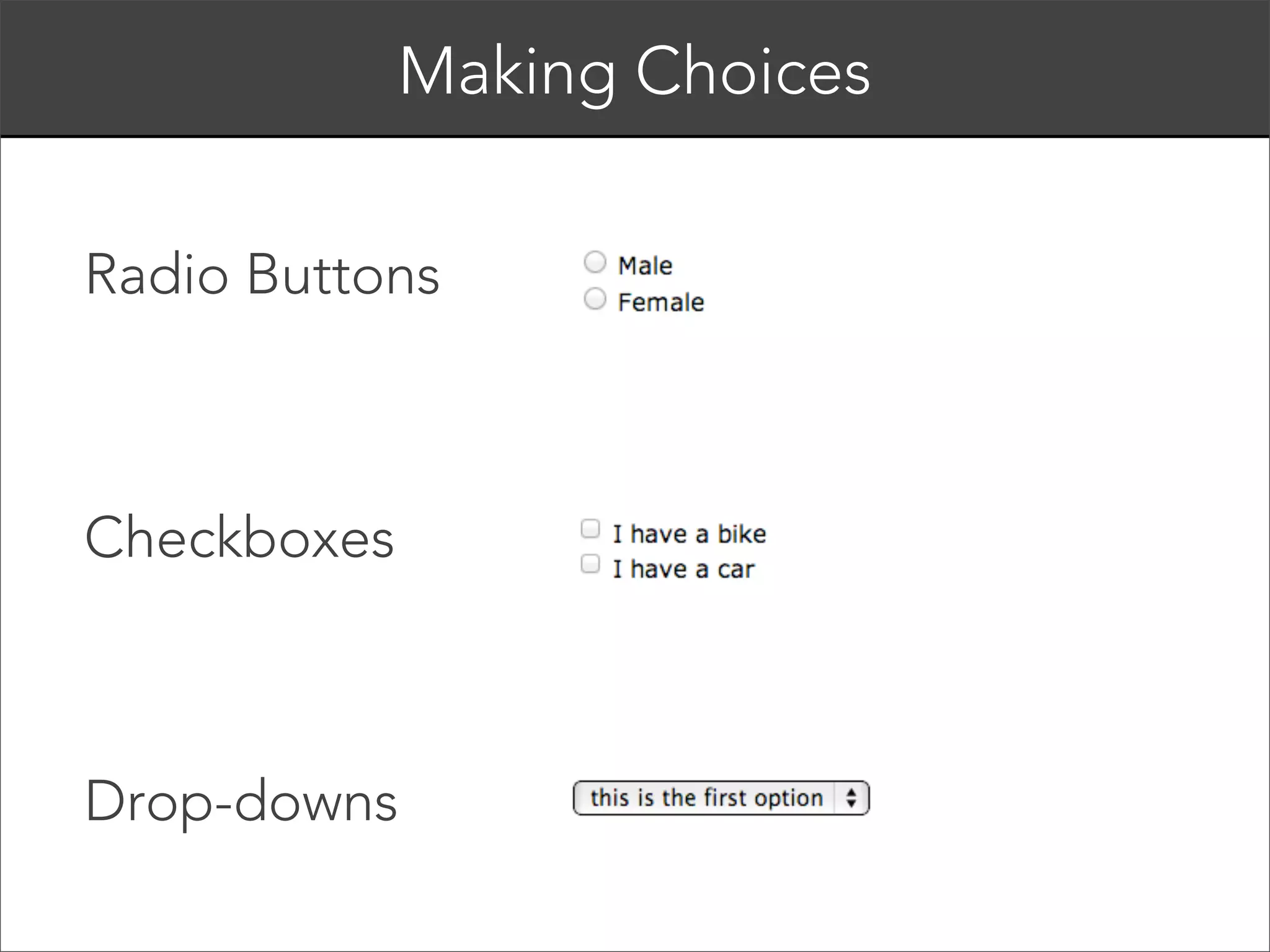 Class Exercise
!

Open ‘table-exercises.html’ in
bbedit and create two tables from
the un-marked-up content.

 