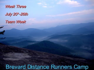 Brevard Distance Runners Camp Week Three July 20 th -26th Team Week 
