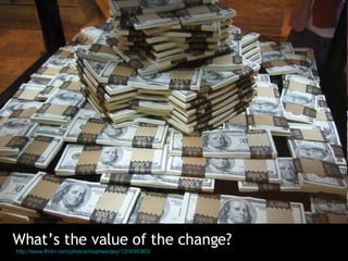 What’s the value of the change? http://www.flickr.com/photos/noahwesley/120499365/   