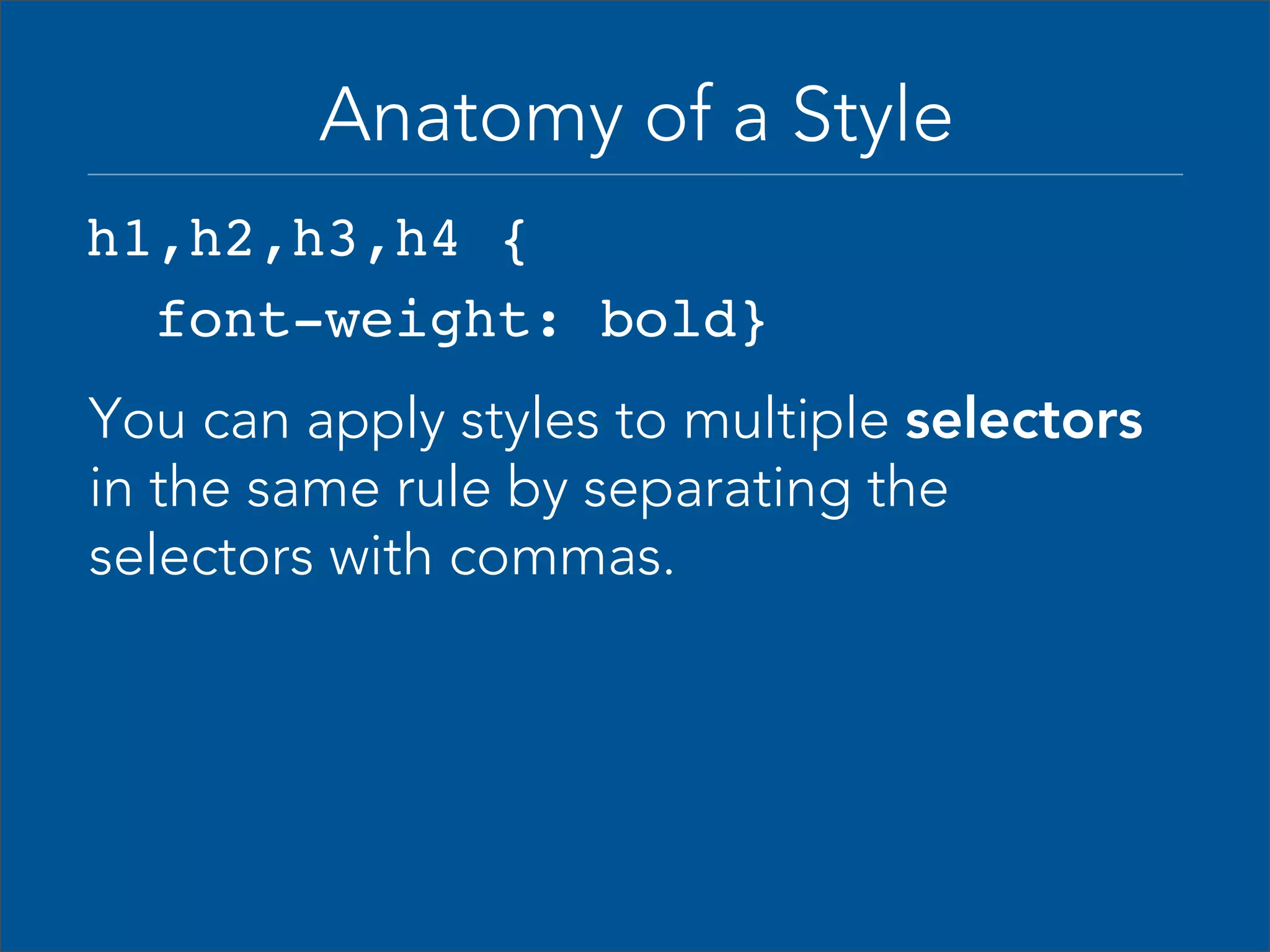 There are 2 basic ways to add styles to your html page:  External (linked)  <head> Internal  
