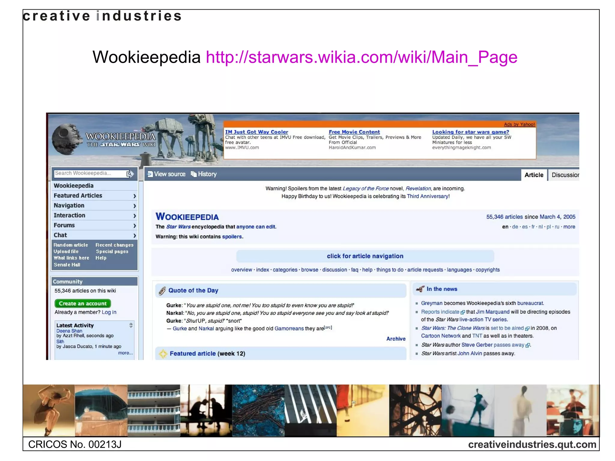 Wookieepedia  http://starwars.wikia.com/wiki/Main_Page   