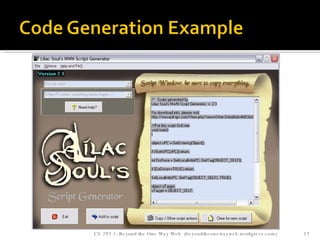 CS 292-1: Beyond the One Way Web  (beyondtheonewayweb.wordpress.com) 